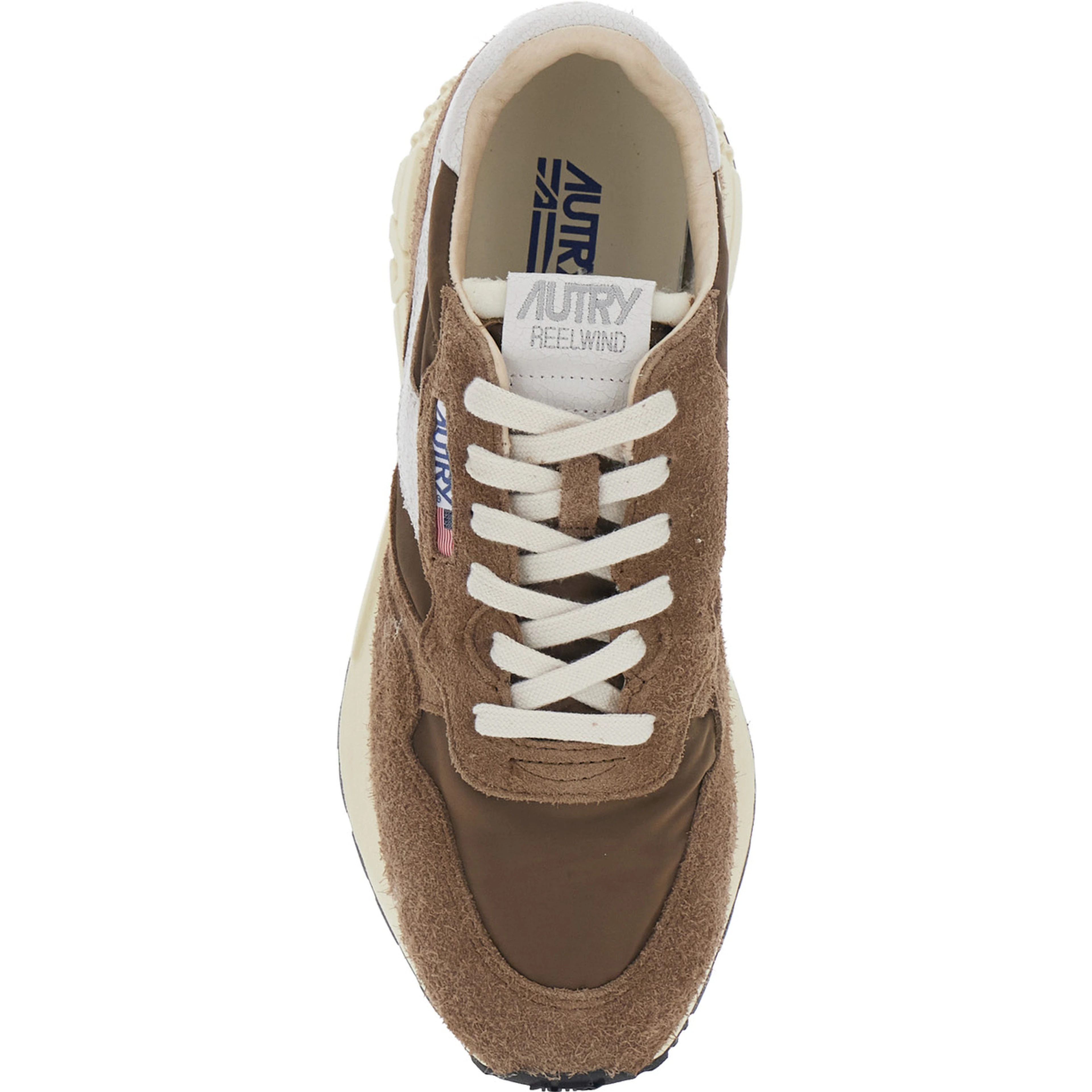 Reelwind Brown Sneakers with logo patch on the tongue in suede for men