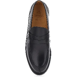 Black Loafers with Almond Toe in Leather for Men