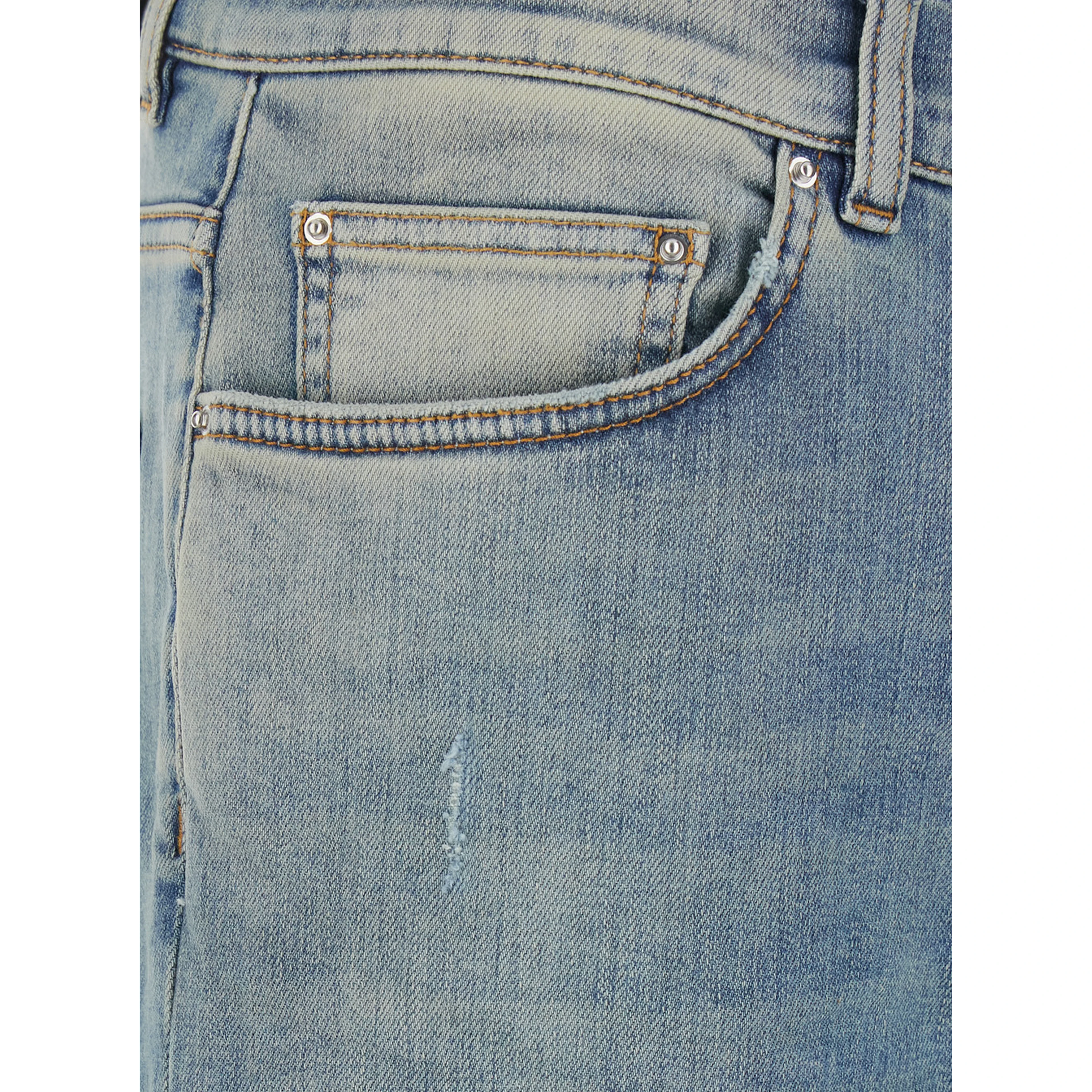 Light Blue Jeans with Ripped Details and Faded Design in Denim for Men