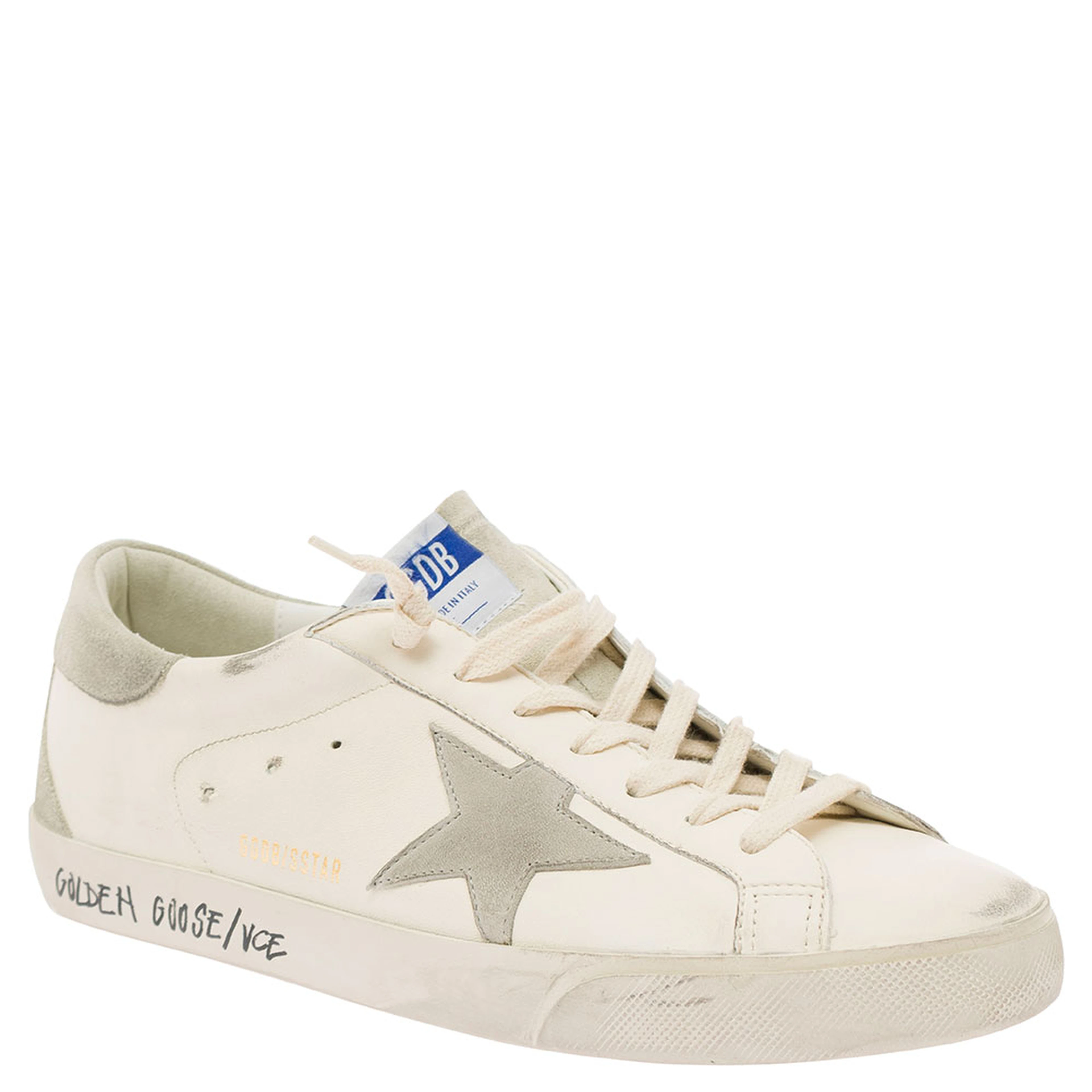 Low Sneakers Superstar Vintage Effect with Gray Pull-tab in White Leather Men
