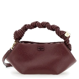 Bou Bordeaux Mini Handbag with Braided Handle and Removable Shoulder Strap in Leather Woman