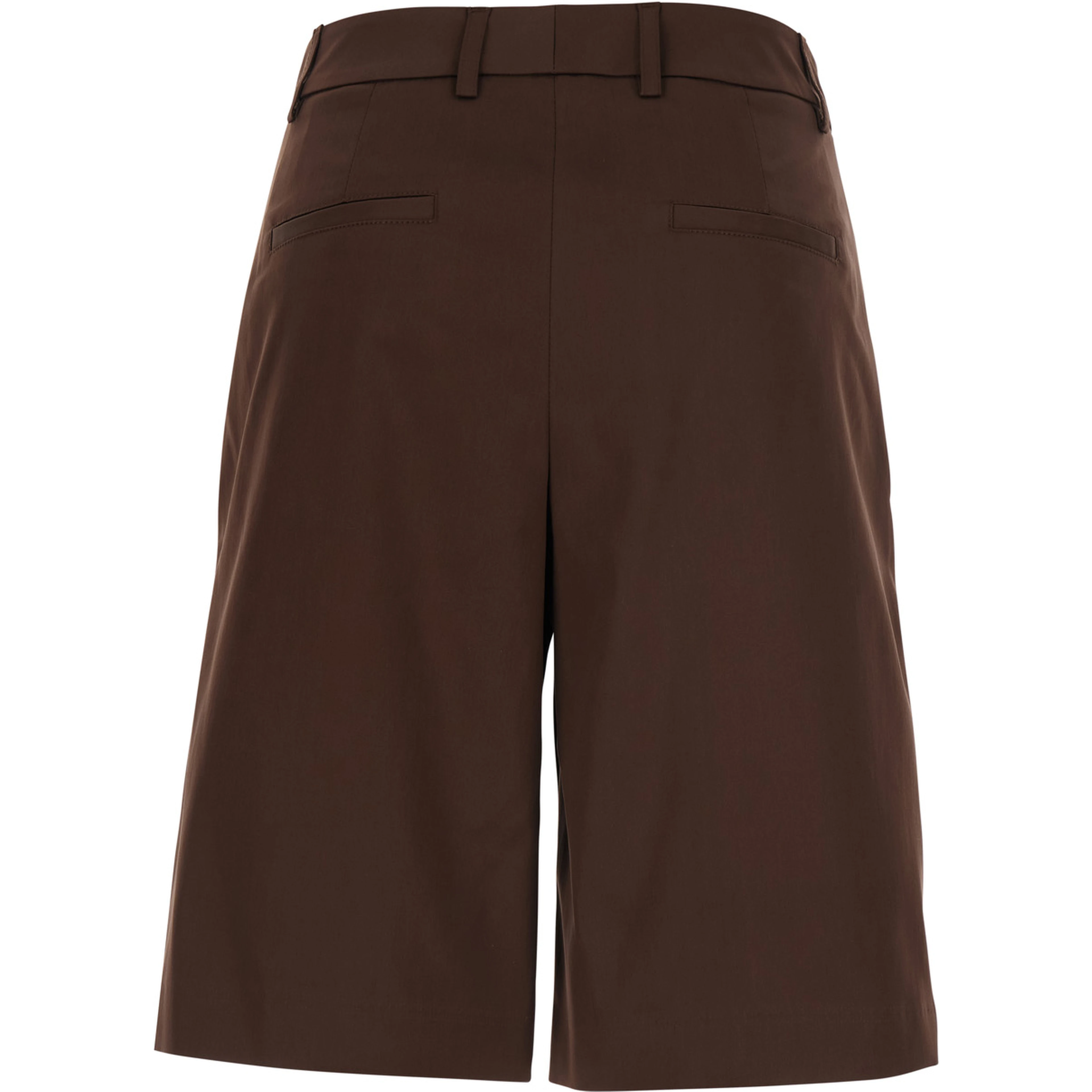 Brown Bermuda Shorts Belt Loops and Two Back Welt Pockets in Cotton for Women