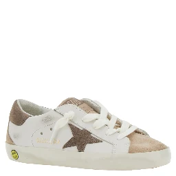 Superstar White Sneakers with Star Patch on the Side in Leather for Girl