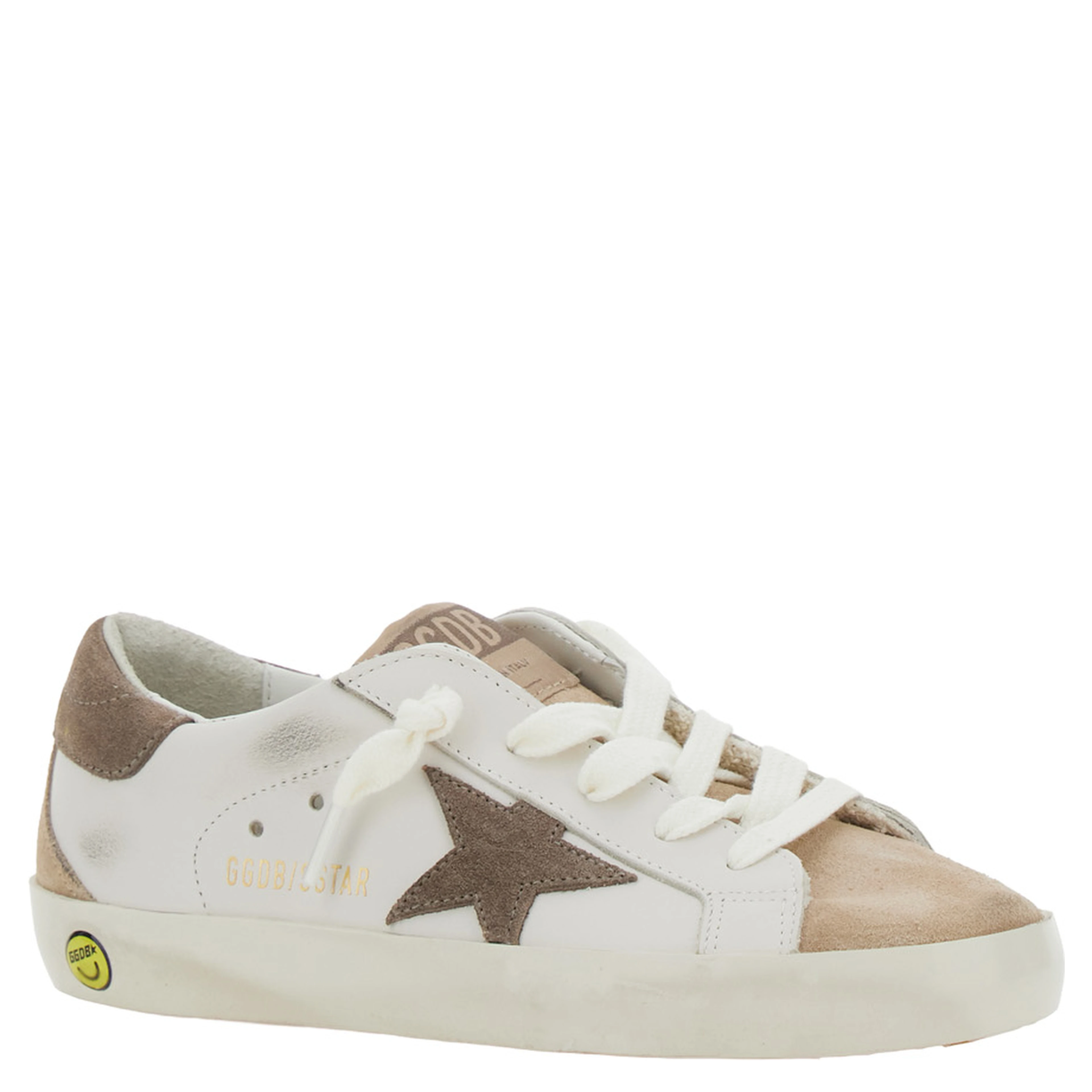 Superstar White Sneakers with Star Patch on the Side in Leather for Girl
