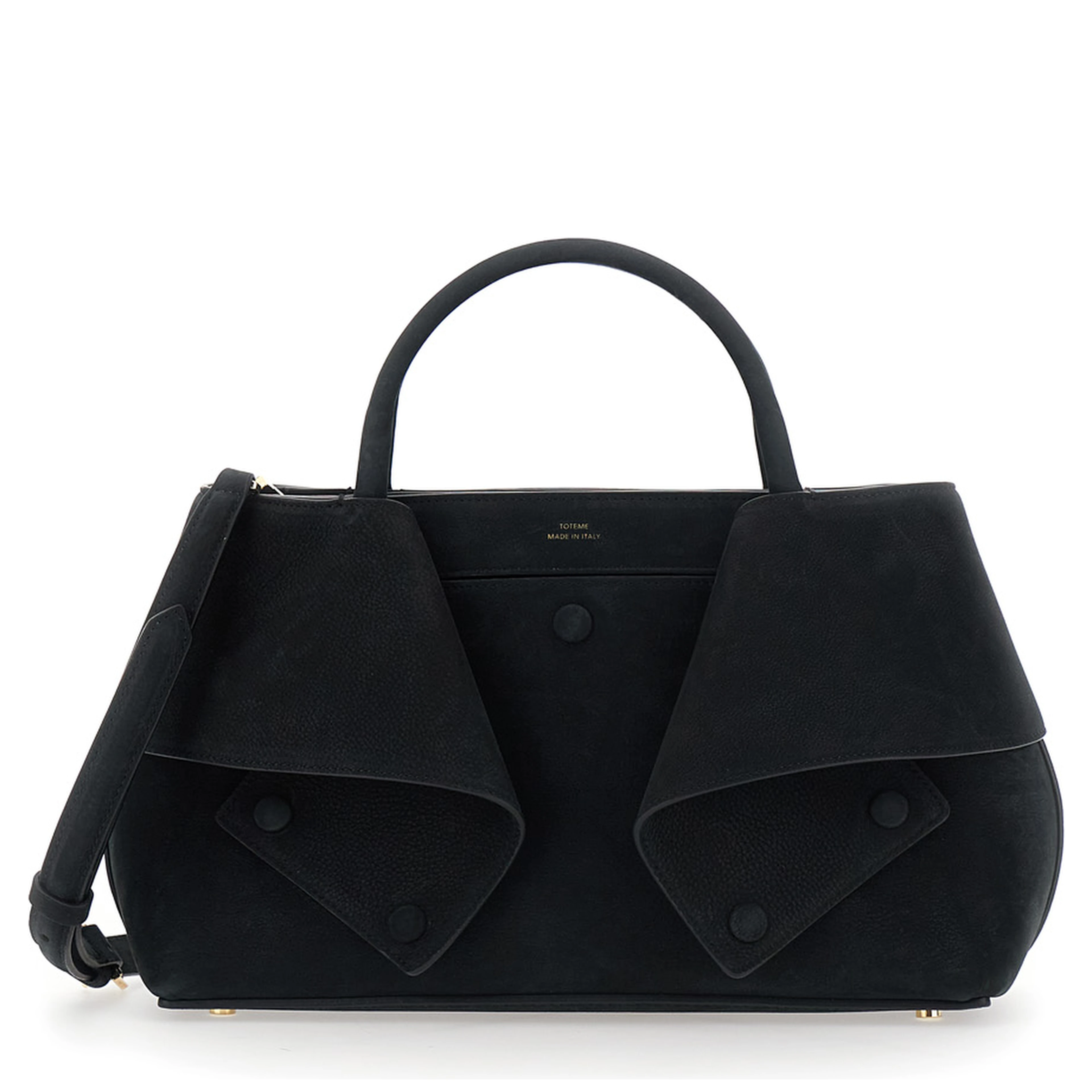 Mercer Small black Handbag with handles and logo lettering on the front in suede for women