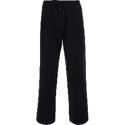 Jodie Black Pants with drawstring waist and Check patch on the back in cotton for women