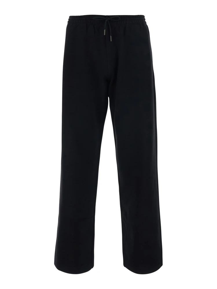 Jodie Black Pants with drawstring waist and Check patch on the back in cotton for women