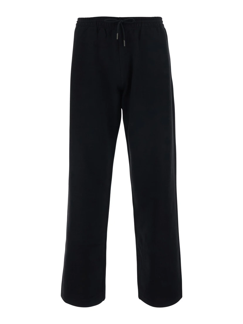 Jodie Black Pants with drawstring waist and Check patch on the back in cotton for women
