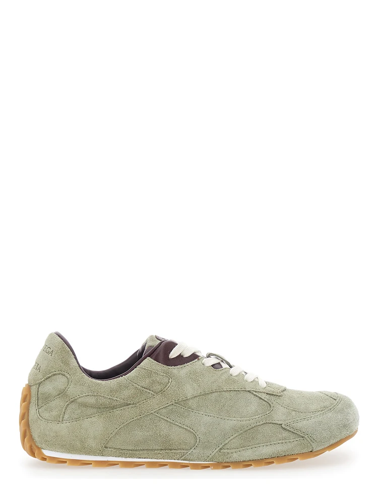 Orbit Khaki Sneakers with Logo Lettering on the Back in Suede for Women