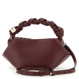 Bou Bordeaux Mini Handbag with Braided Handle and Removable Shoulder Strap in Leather Woman