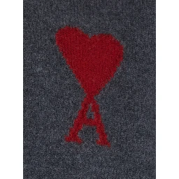 Crewneck Sweater with Dropped Shoulders and ADC Embroidery on the Front in Gray Wool for Men