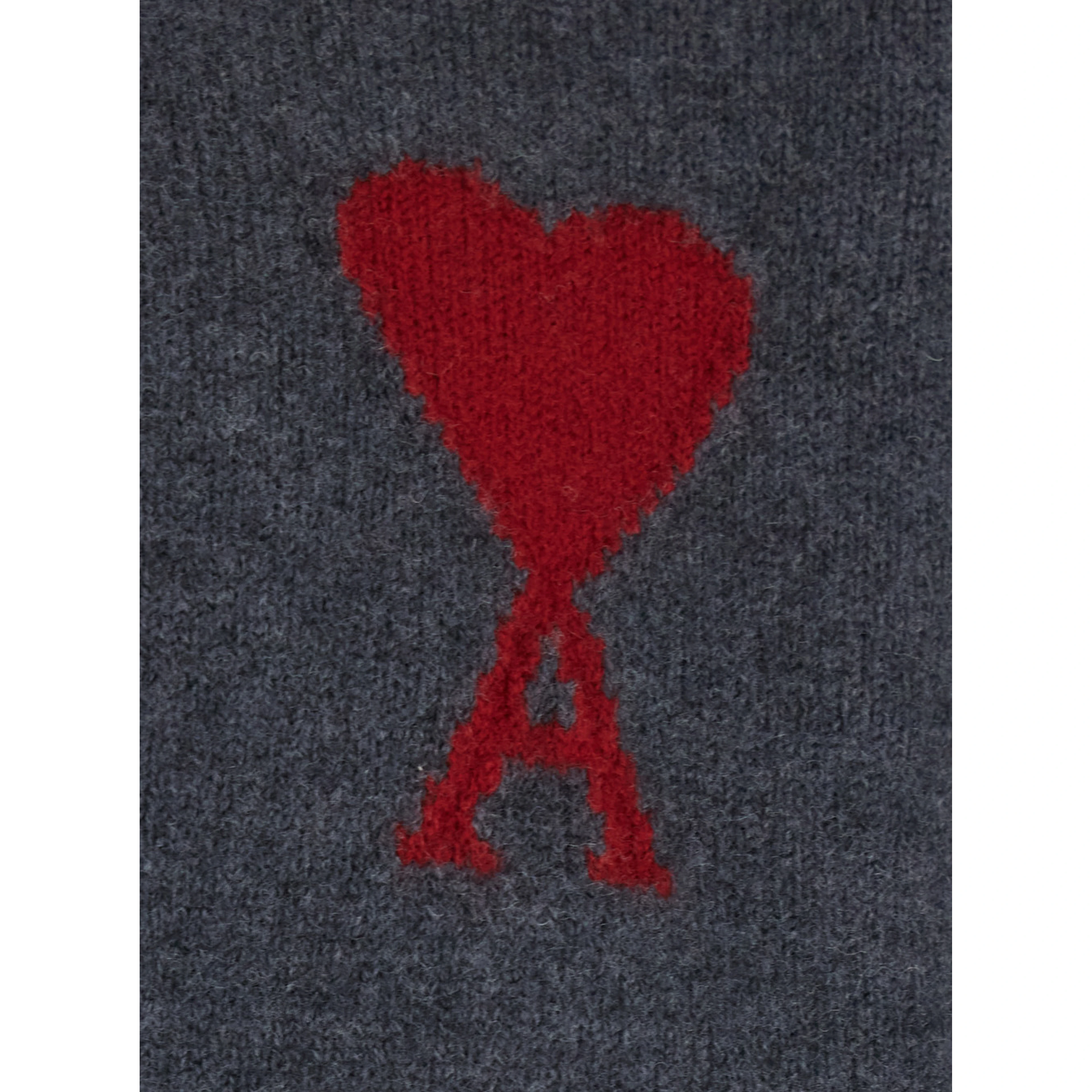 Crewneck Sweater with Dropped Shoulders and ADC Embroidery on the Front in Gray Wool for Men