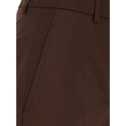 Brown Bermuda Shorts Belt Loops and Two Back Welt Pockets in Cotton for Women