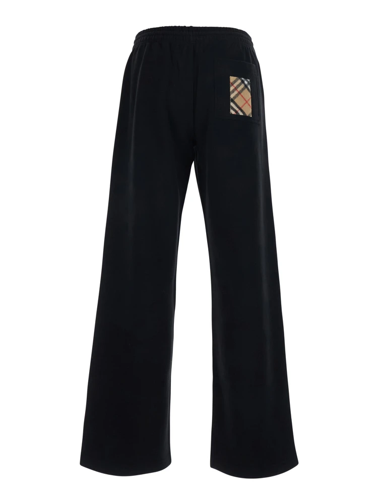 Jodie Black Pants with drawstring waist and Check patch on the back in cotton for women alternative