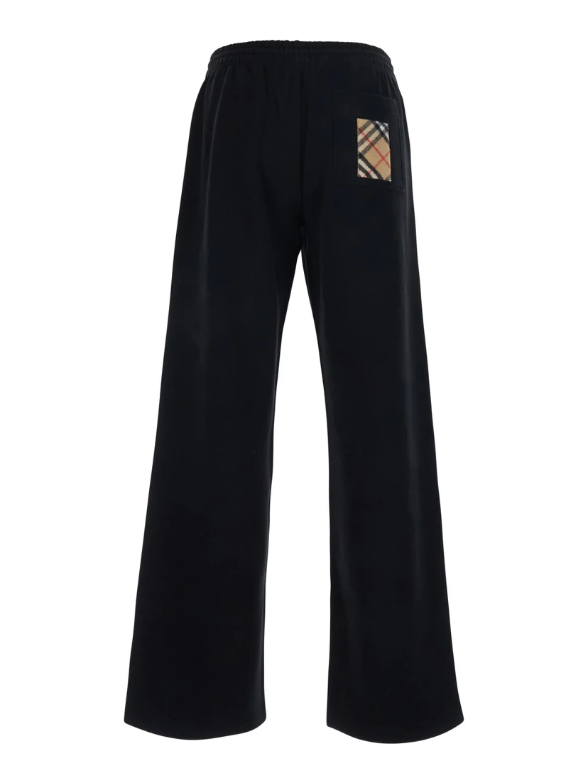 Jodie Black Pants with drawstring waist and Check patch on the back in cotton for women