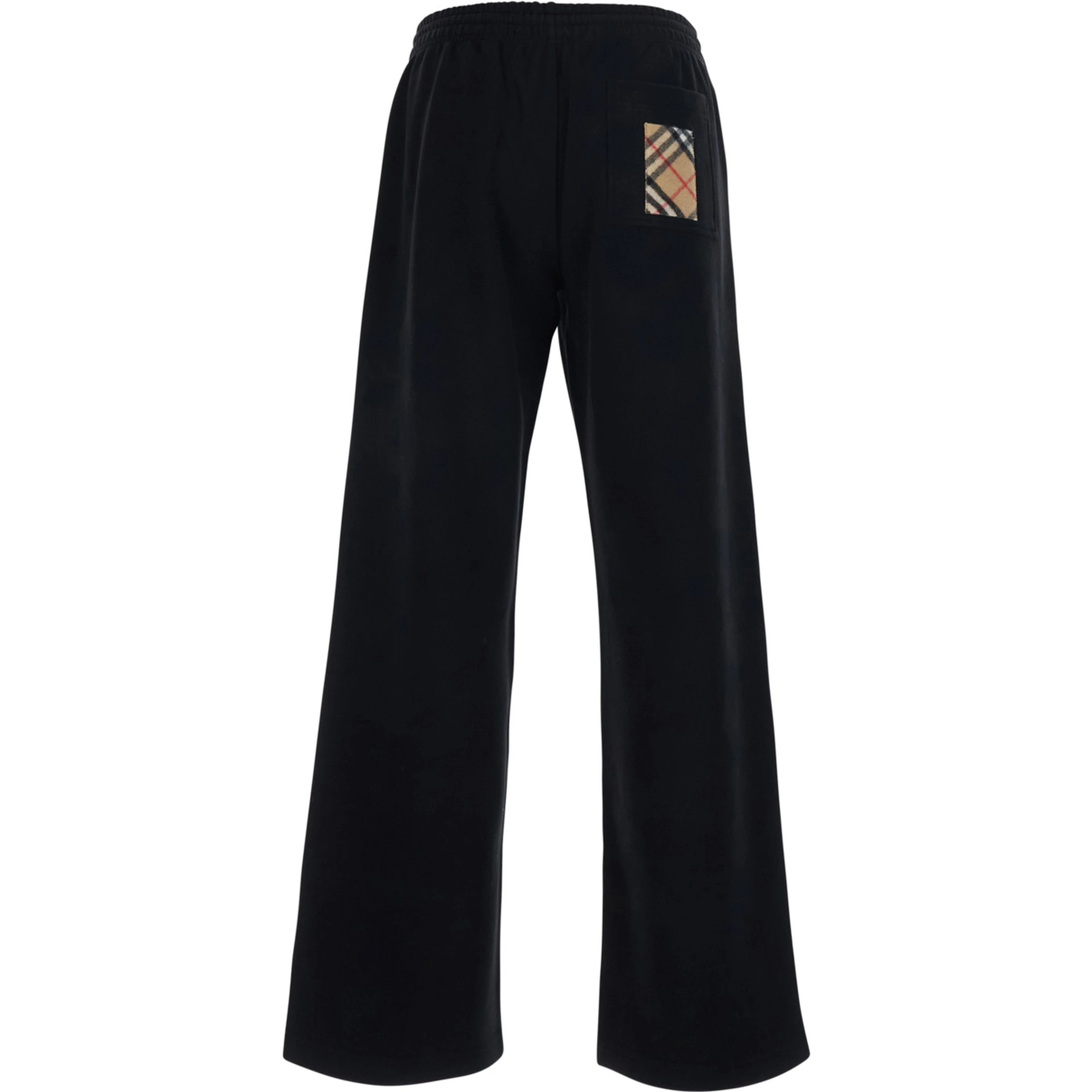Jodie Black Pants with drawstring waist and Check patch on the back in cotton for women