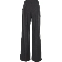 Brown High-waisted trousers with hidden front closure in wool for women