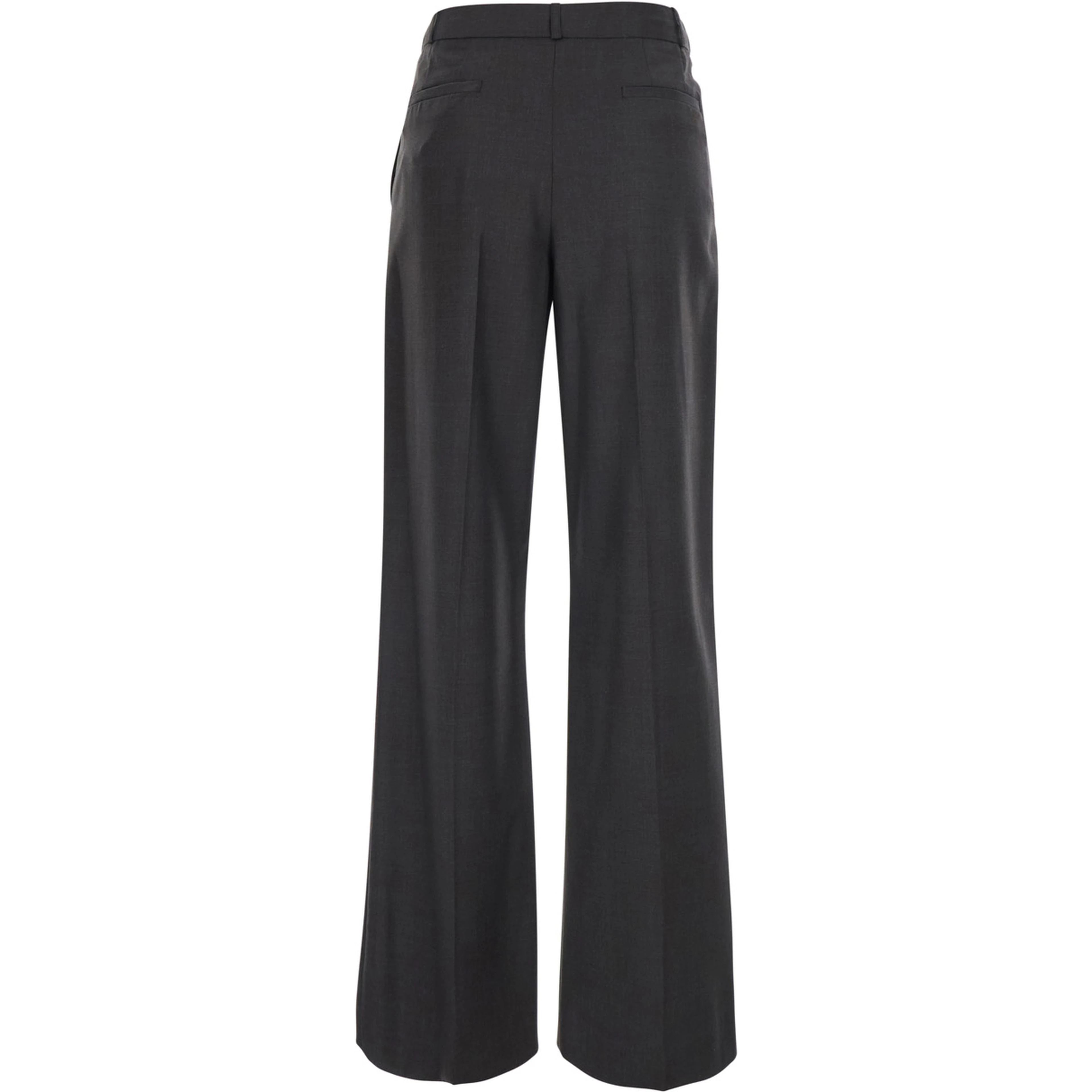 Brown High-waisted trousers with hidden front closure in wool for women
