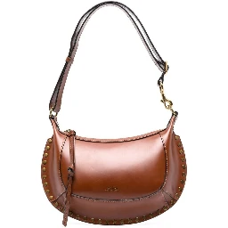 Shoulder Bag Oskan Moon with Studs in Brown Leather for Women