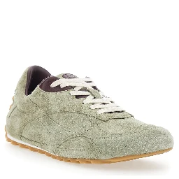 Orbit Khaki Sneakers with Logo Lettering on the Back in Suede for Women