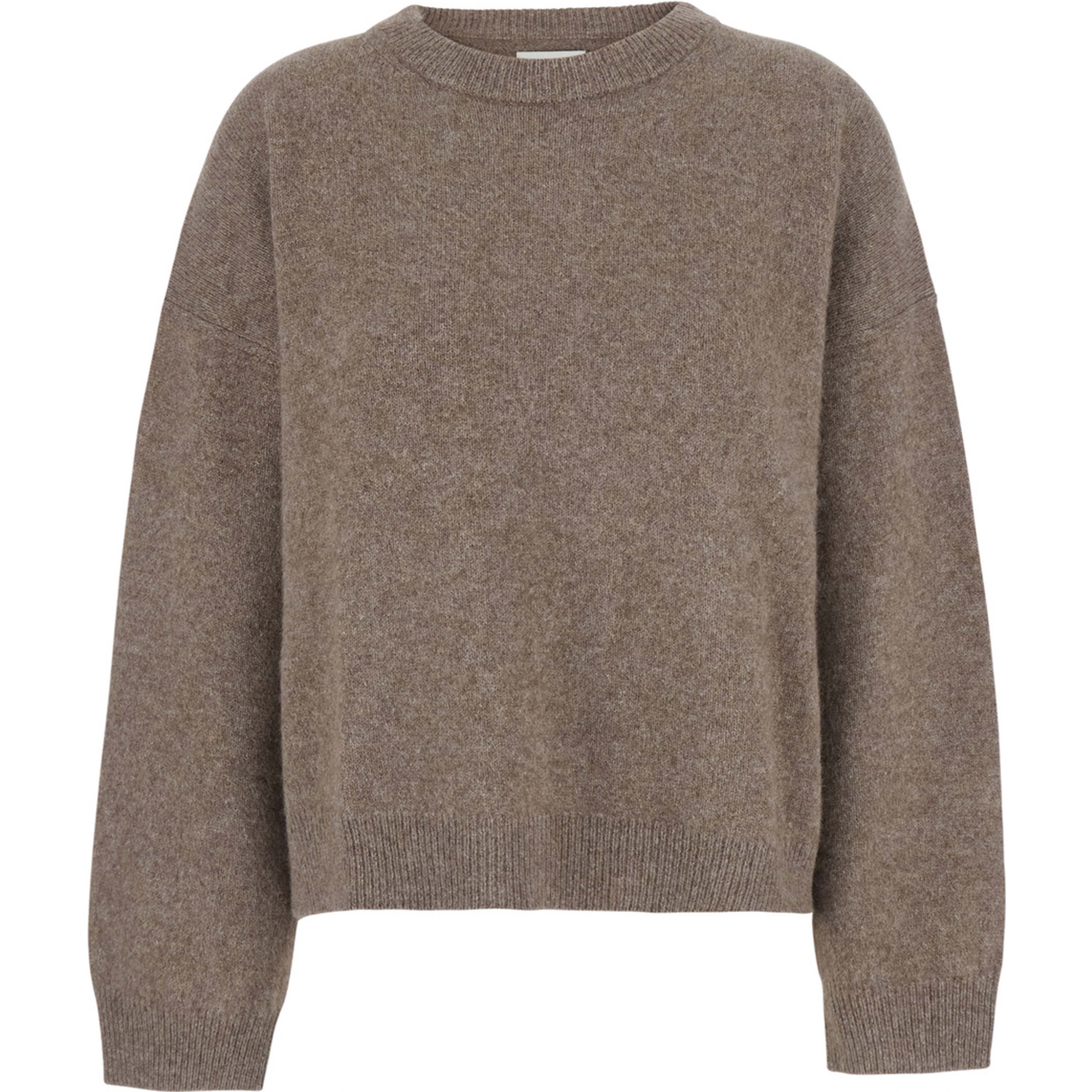 TRISTAN beige Sweater with round neck and Dropped shoulders in wool and yak women