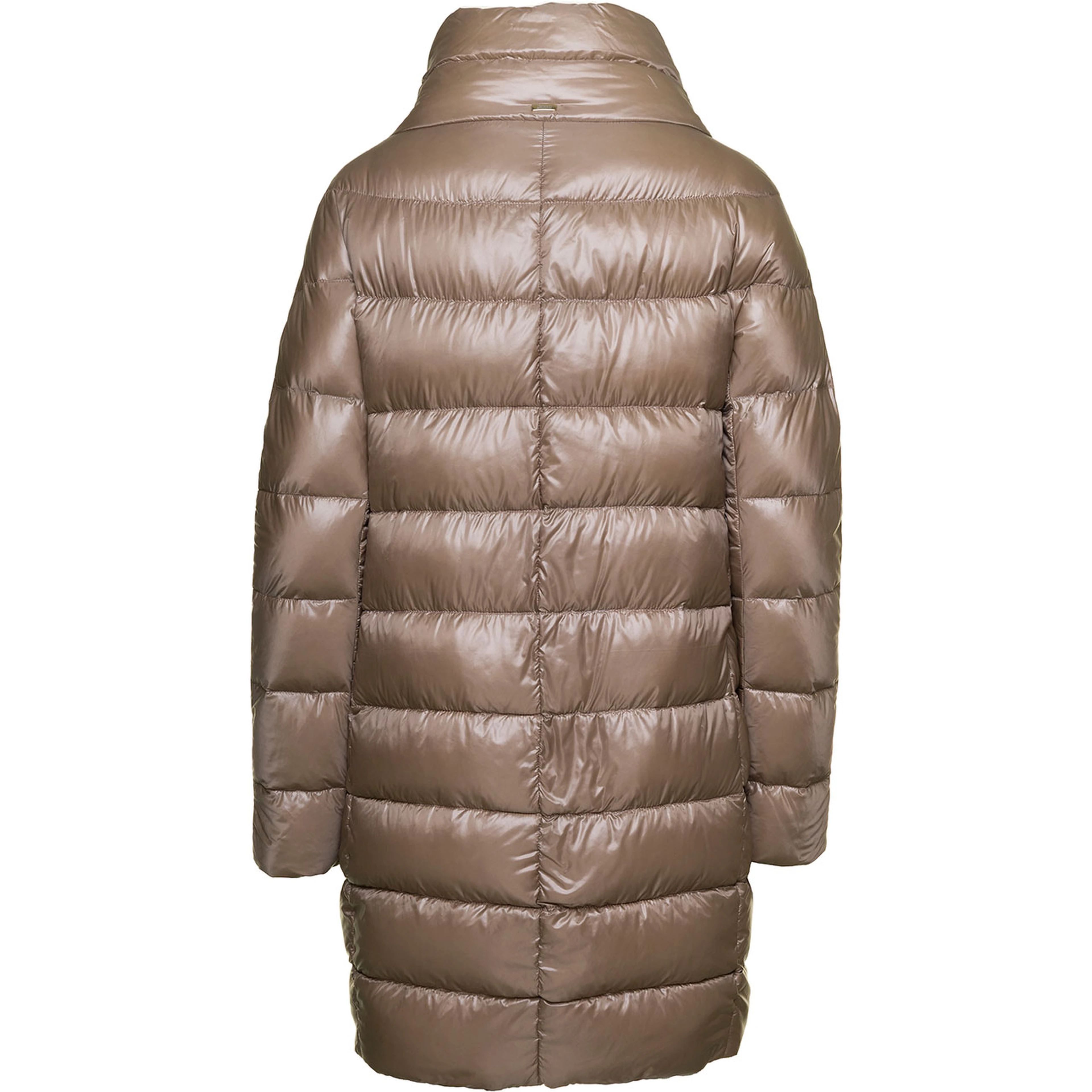 Long down jacket with funnel neck and Tech Fabric beige woman