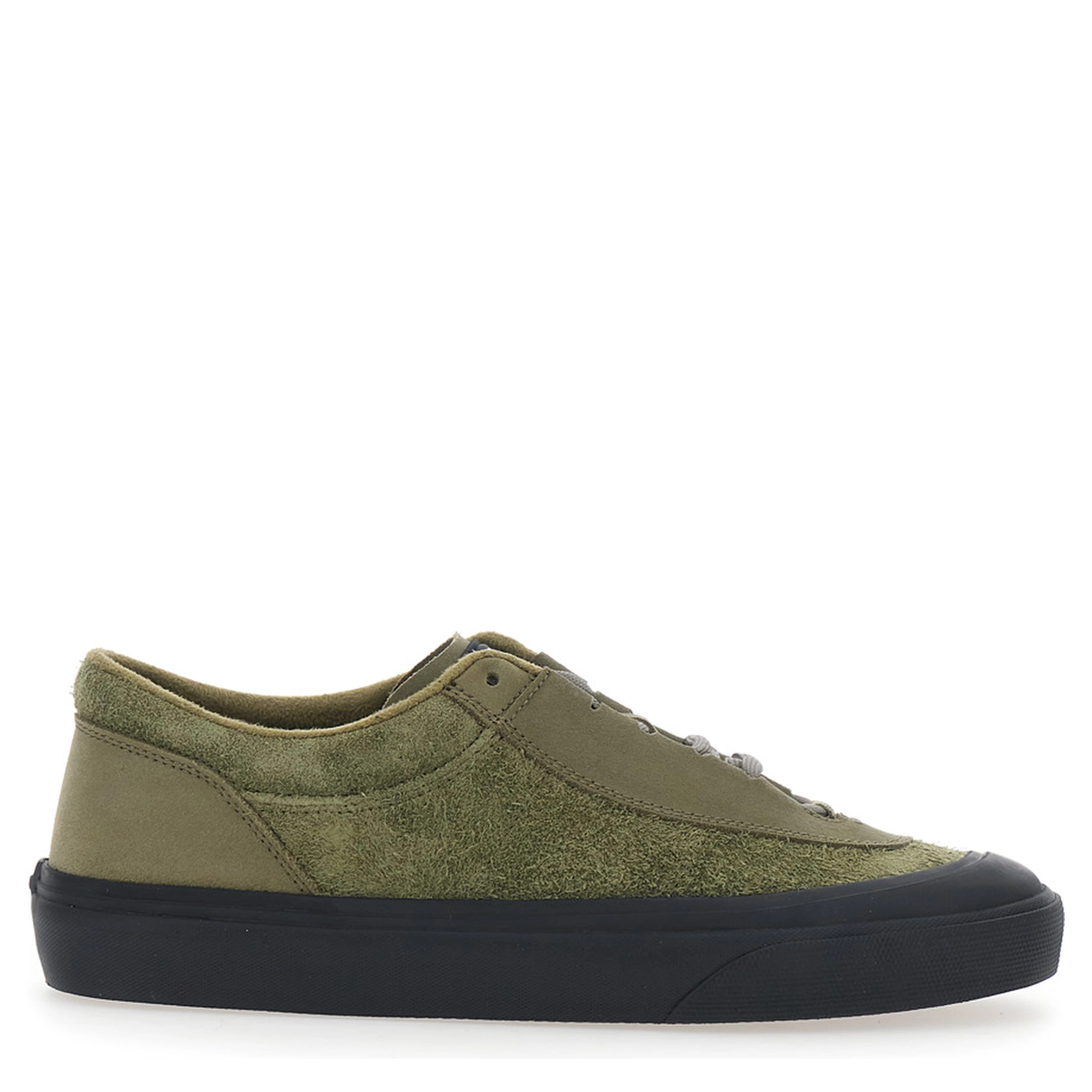 green Low top sneakers with logo on the tongue in suede for men