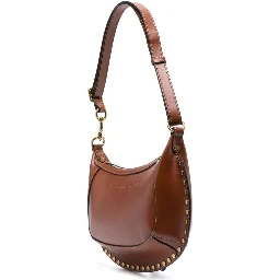 Shoulder Bag Oskan Moon with Studs in Brown Leather for Women
