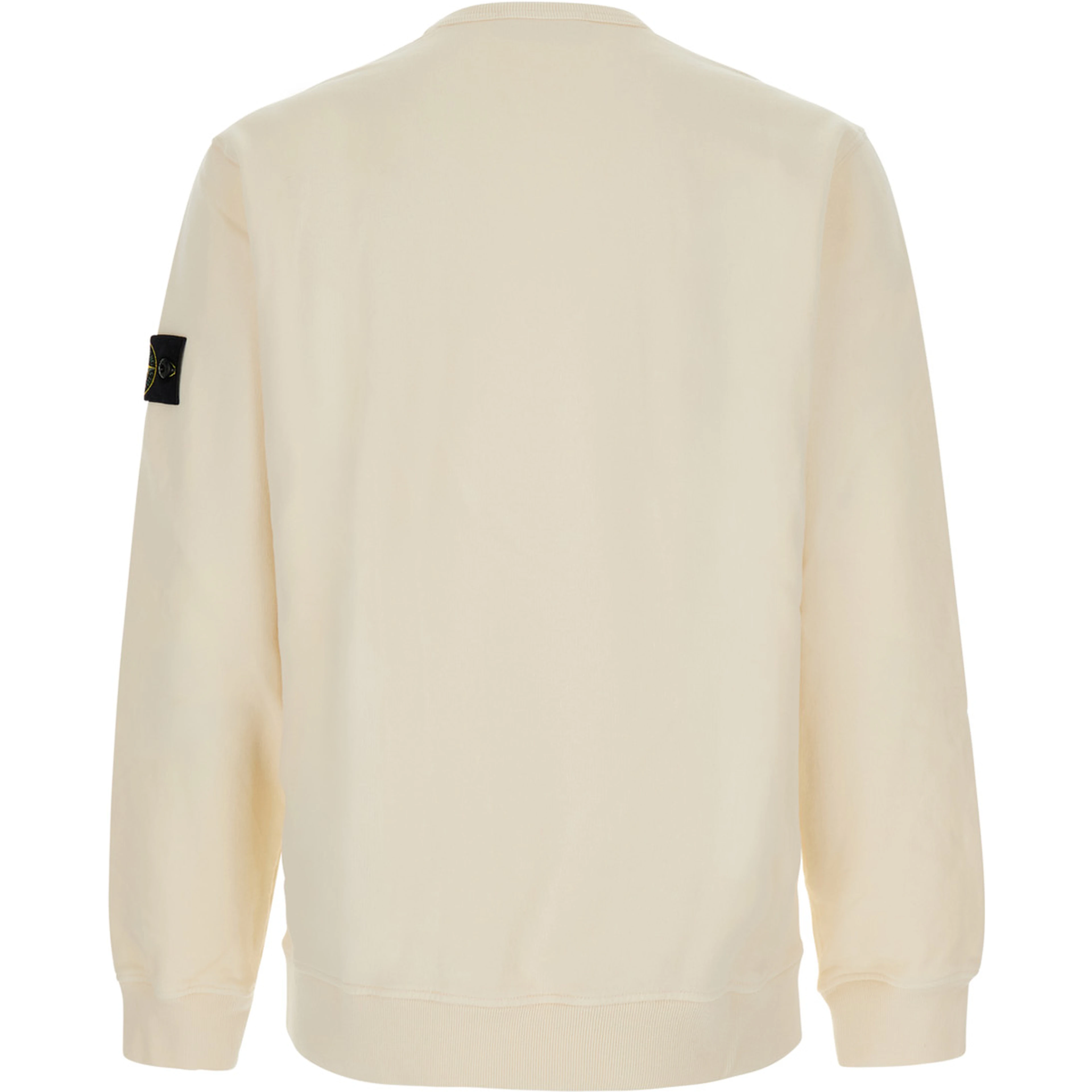 White Crewneck sweatshirt with logo patch on the sleeve in cotton for men
