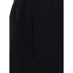 Jodie Black Pants with drawstring waist and Check patch on the back in cotton for women