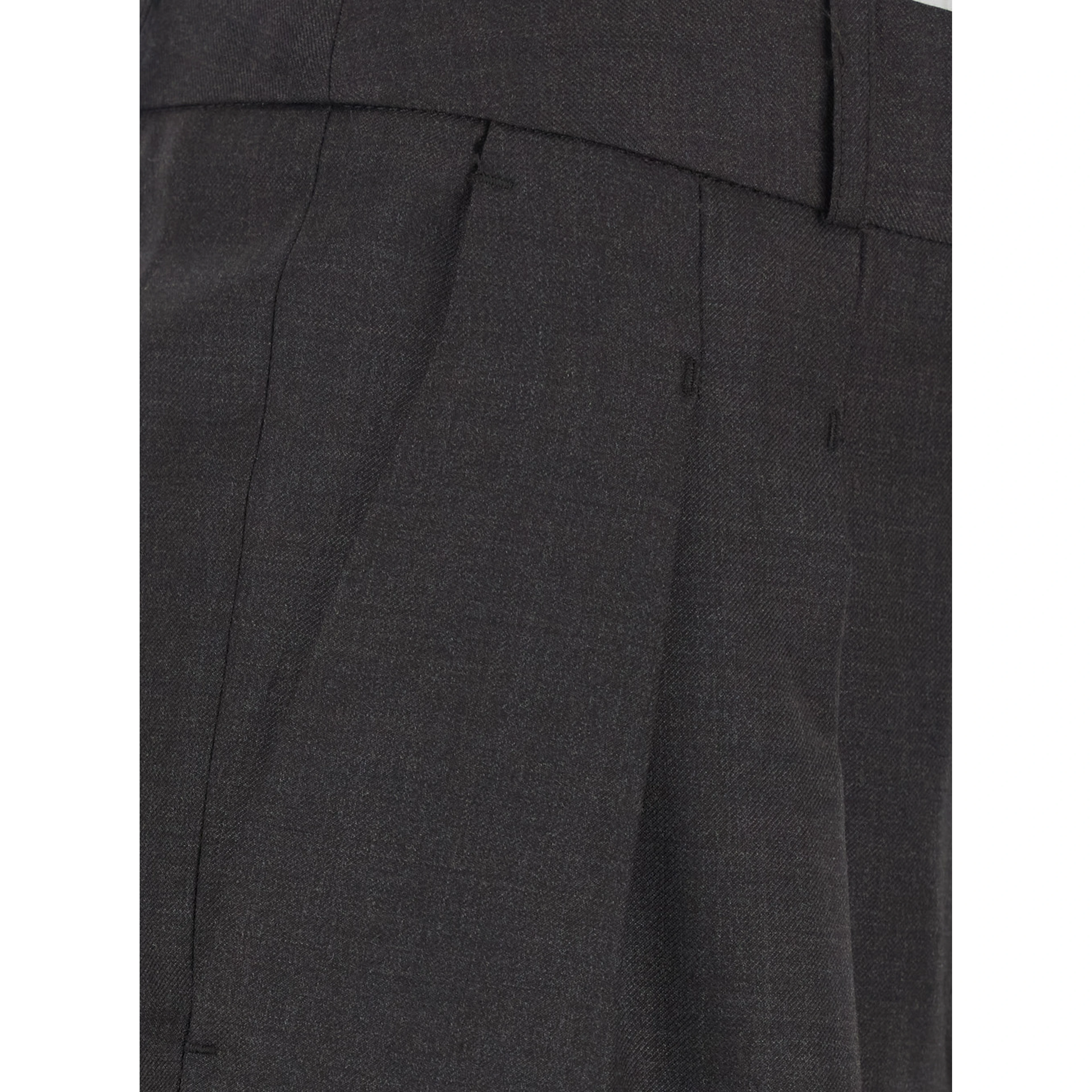 Brown High-waisted trousers with hidden front closure in wool for women