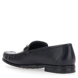 Blue Loafers with Gancini Detail on the Front in Leather for Men