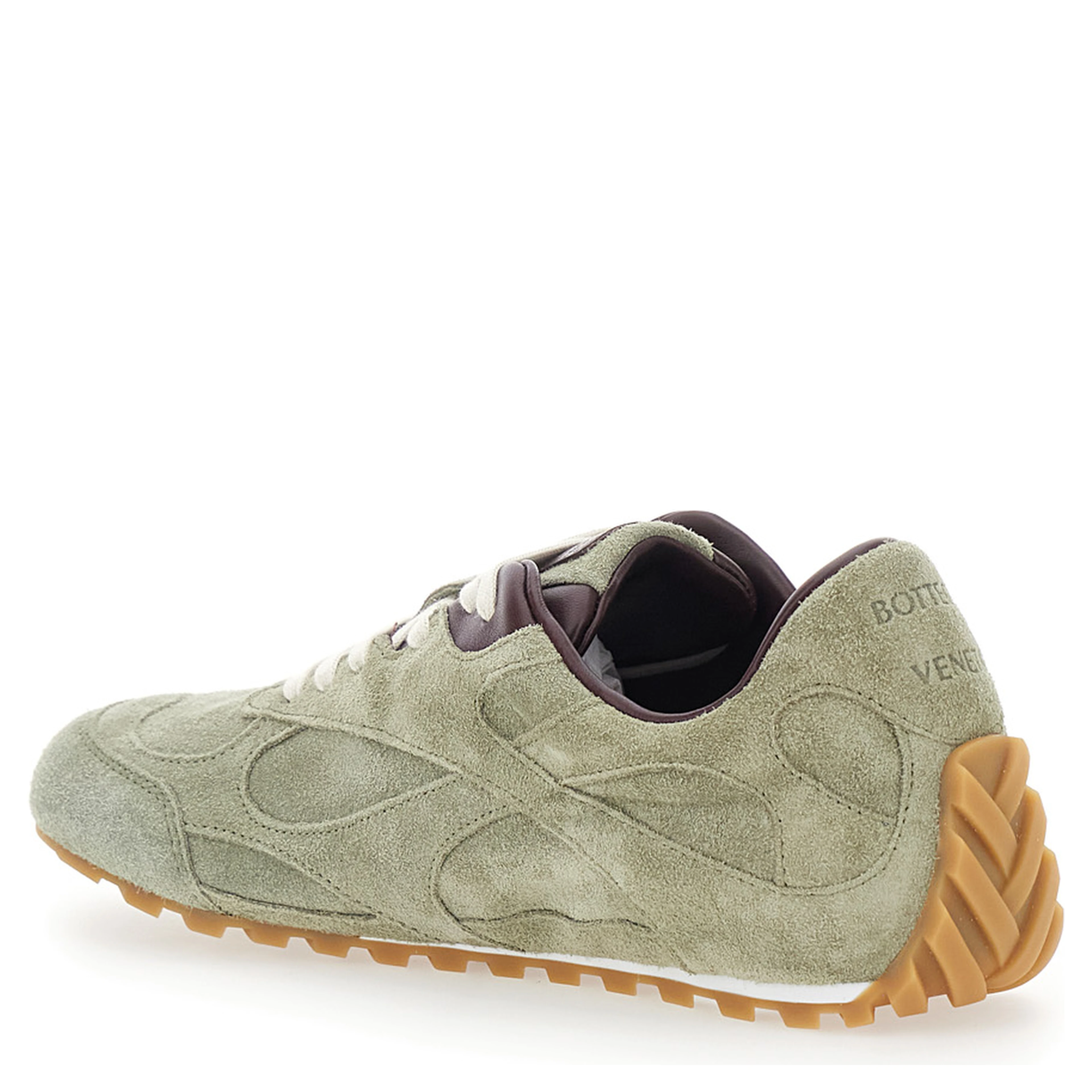 Orbit Khaki Sneakers with Logo Lettering on the Back in Suede for Women