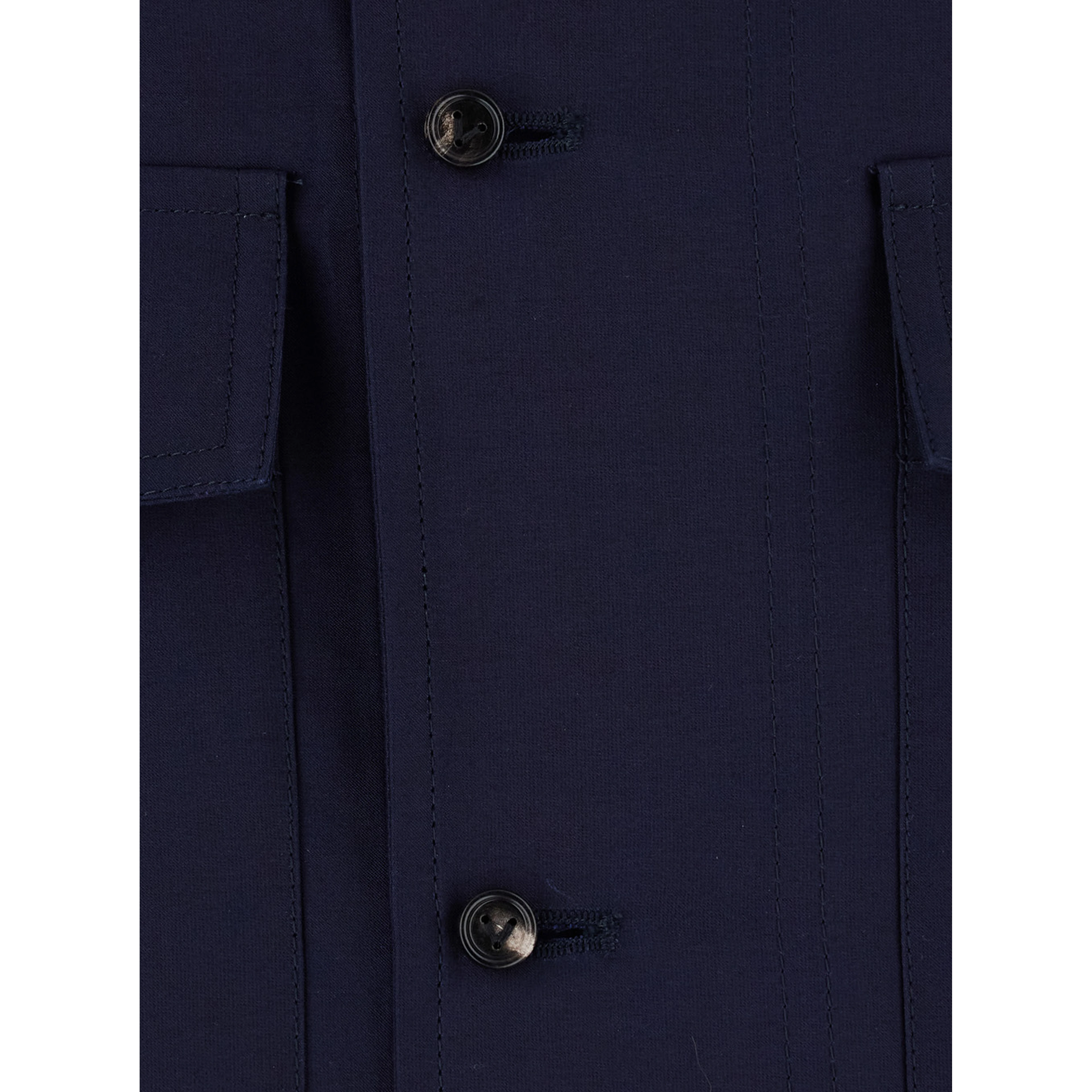 blue Jacket with high collar and front pockets in cotton and silk for men