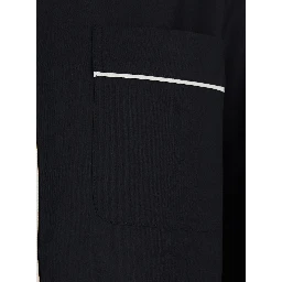 Black Shirt with collar and contrasting details in silk for women