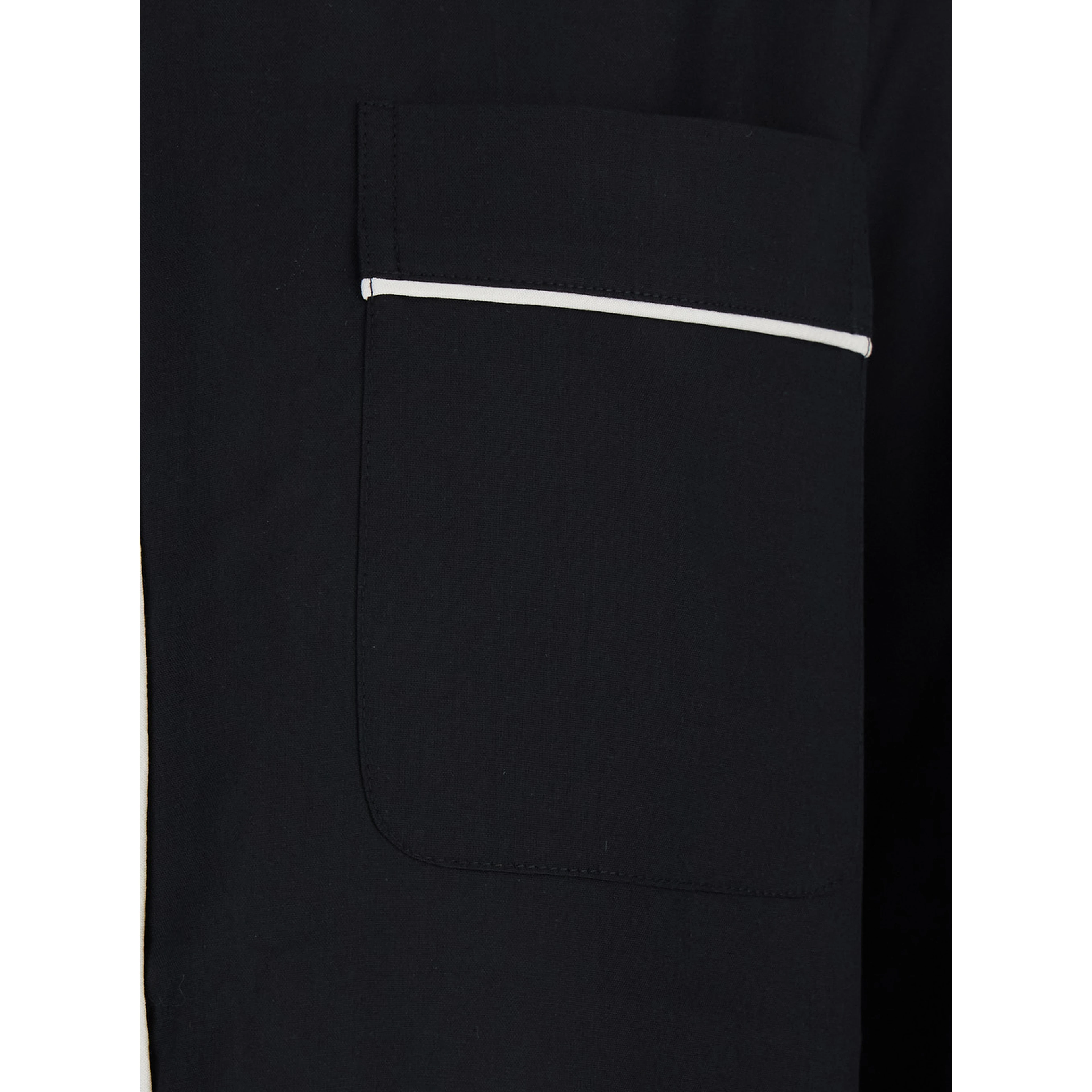 Black Shirt with collar and contrasting details in silk for women