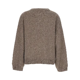 TRISTAN beige Sweater with round neck and Dropped shoulders in wool and yak women