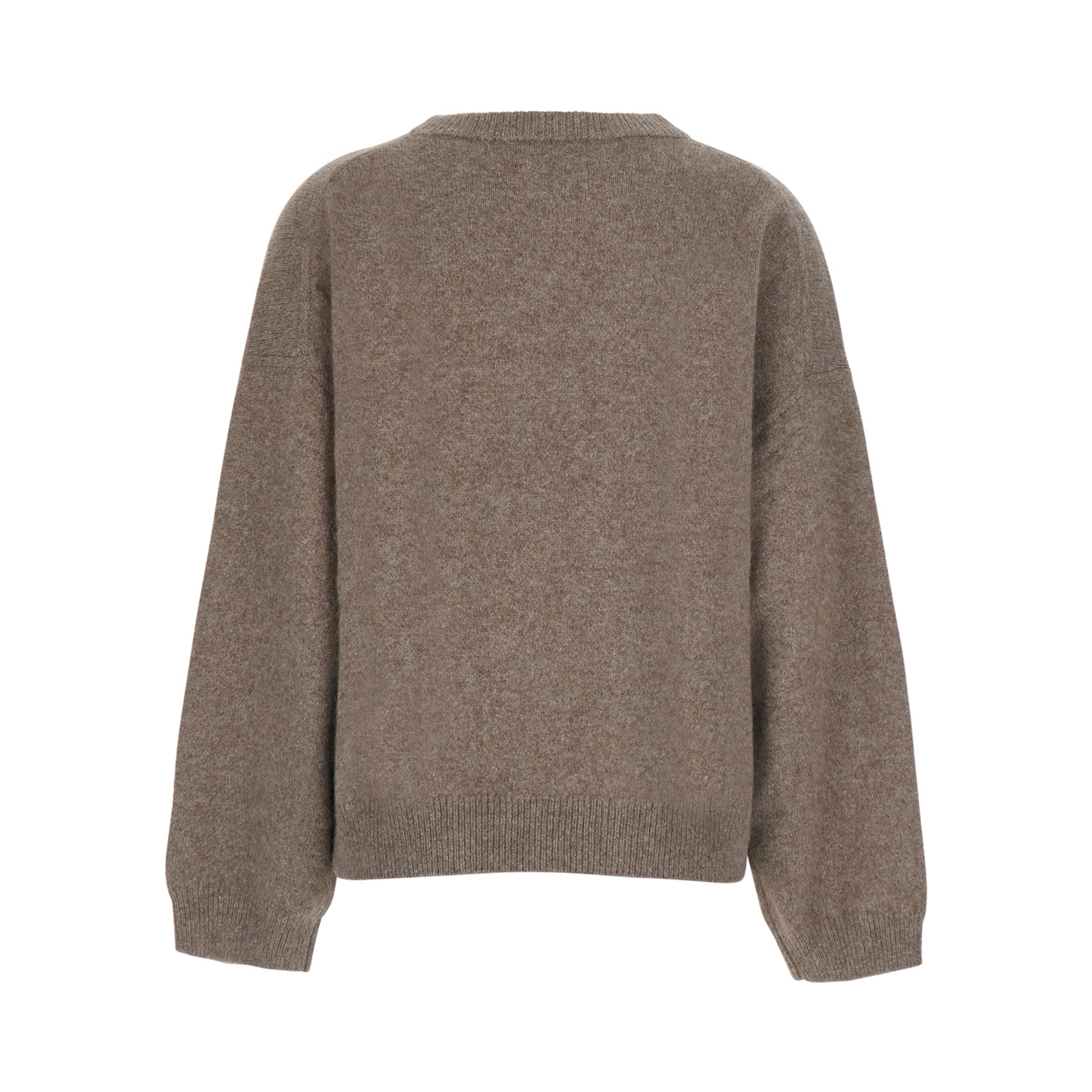 TRISTAN beige Sweater with round neck and Dropped shoulders in wool and yak women