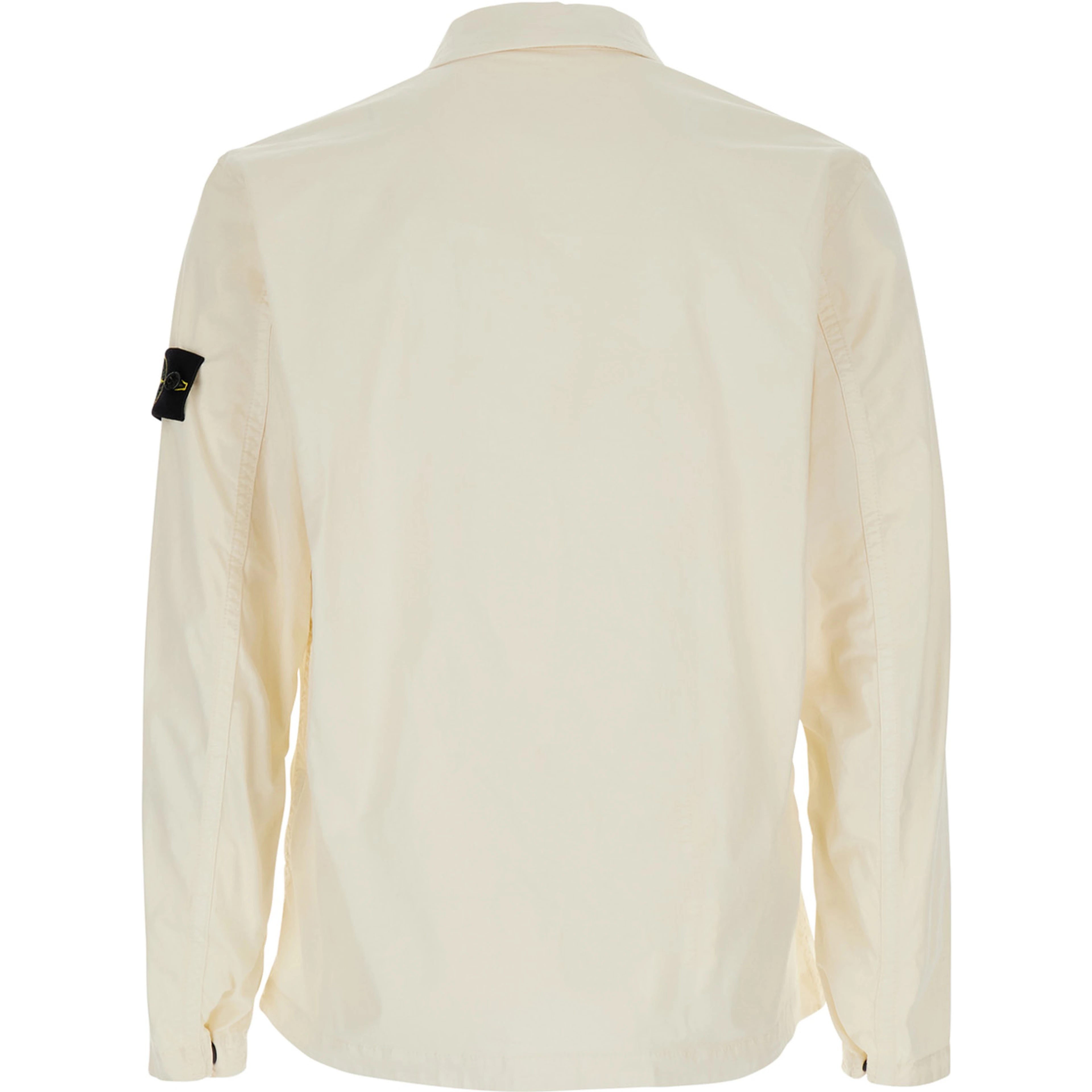 White Shirt with classic collar and logo patch on the sleeve in cotton for men