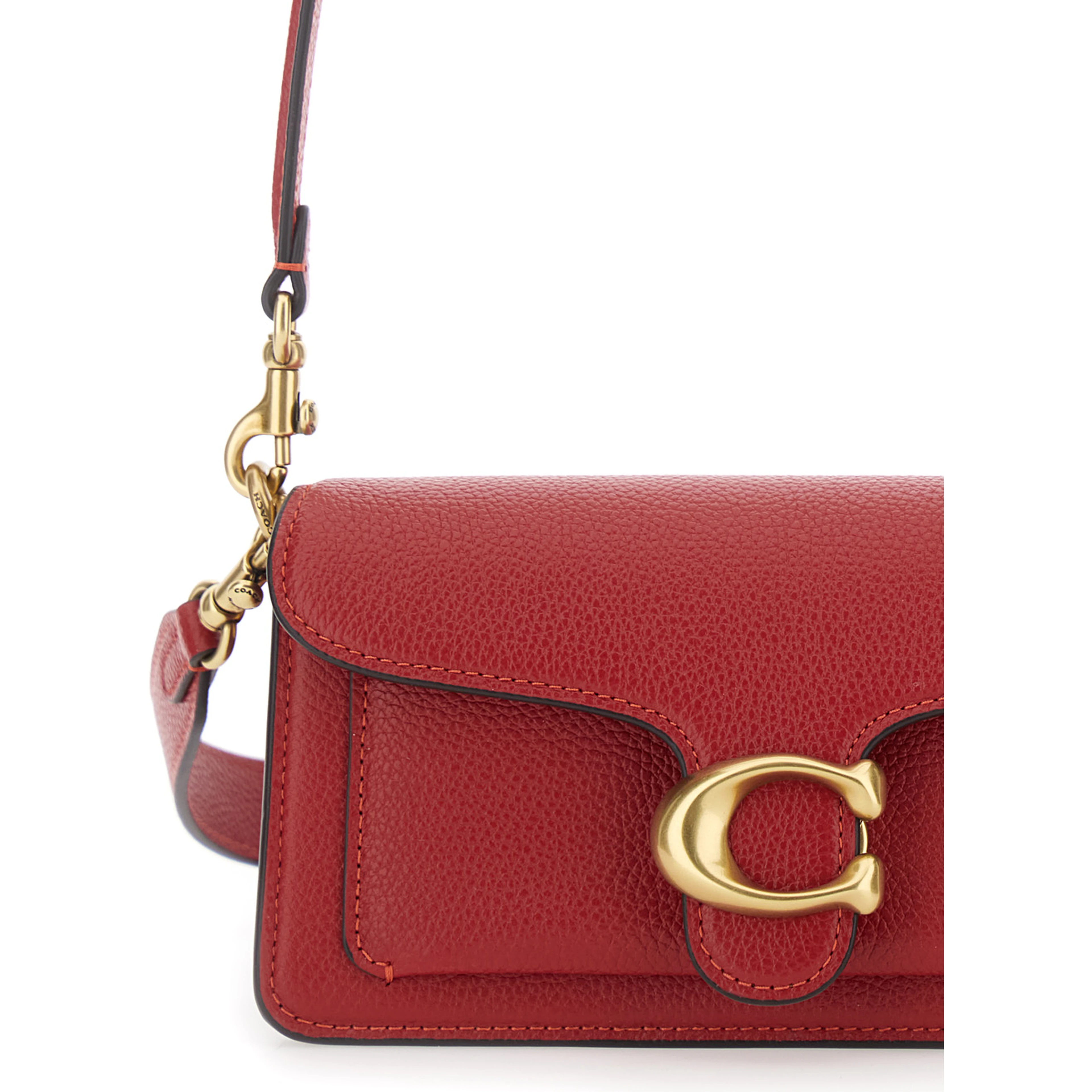 Tabby 20 Red Crossbody bag with Logo Plaque on the Front and Adjustable and Removable Strap in Leather for Women
