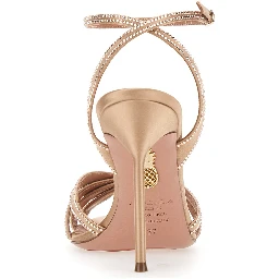 Soulmate Beige Sandals with Crystal Decoration and High Stiletto Heel in Suede for Women