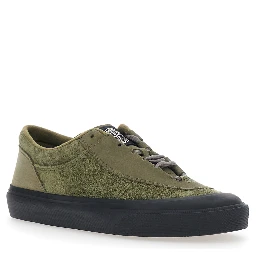 green Low top sneakers with logo on the tongue in suede for men