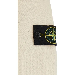 White Crewneck sweatshirt with logo patch on the sleeve in cotton for men