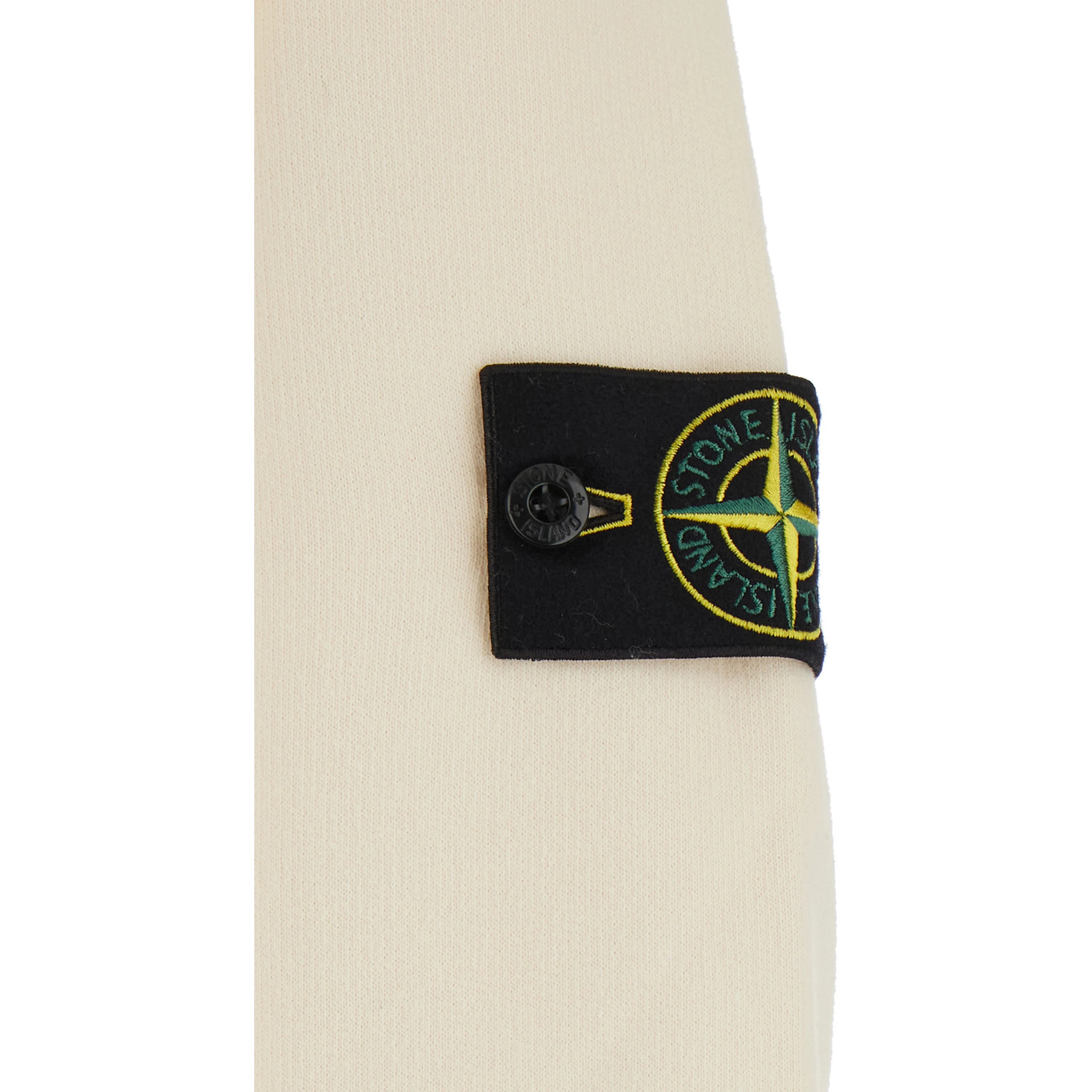 White Crewneck sweatshirt with logo patch on the sleeve in cotton for men