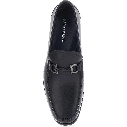 Blue Loafers with Gancini Detail on the Front in Leather for Men