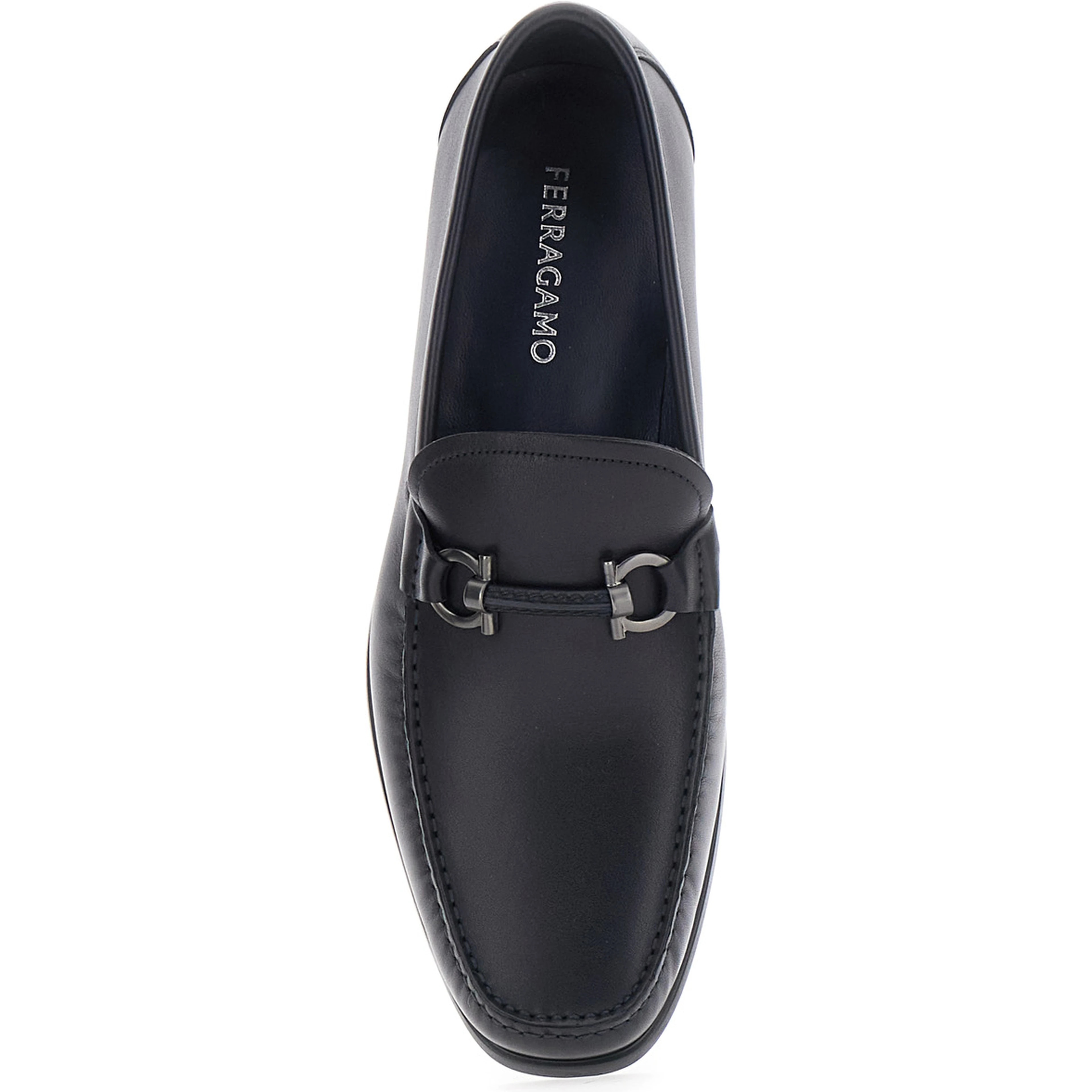 Blue Loafers with Gancini Detail on the Front in Leather for Men