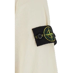 White Shirt with classic collar and logo patch on the sleeve in cotton for men