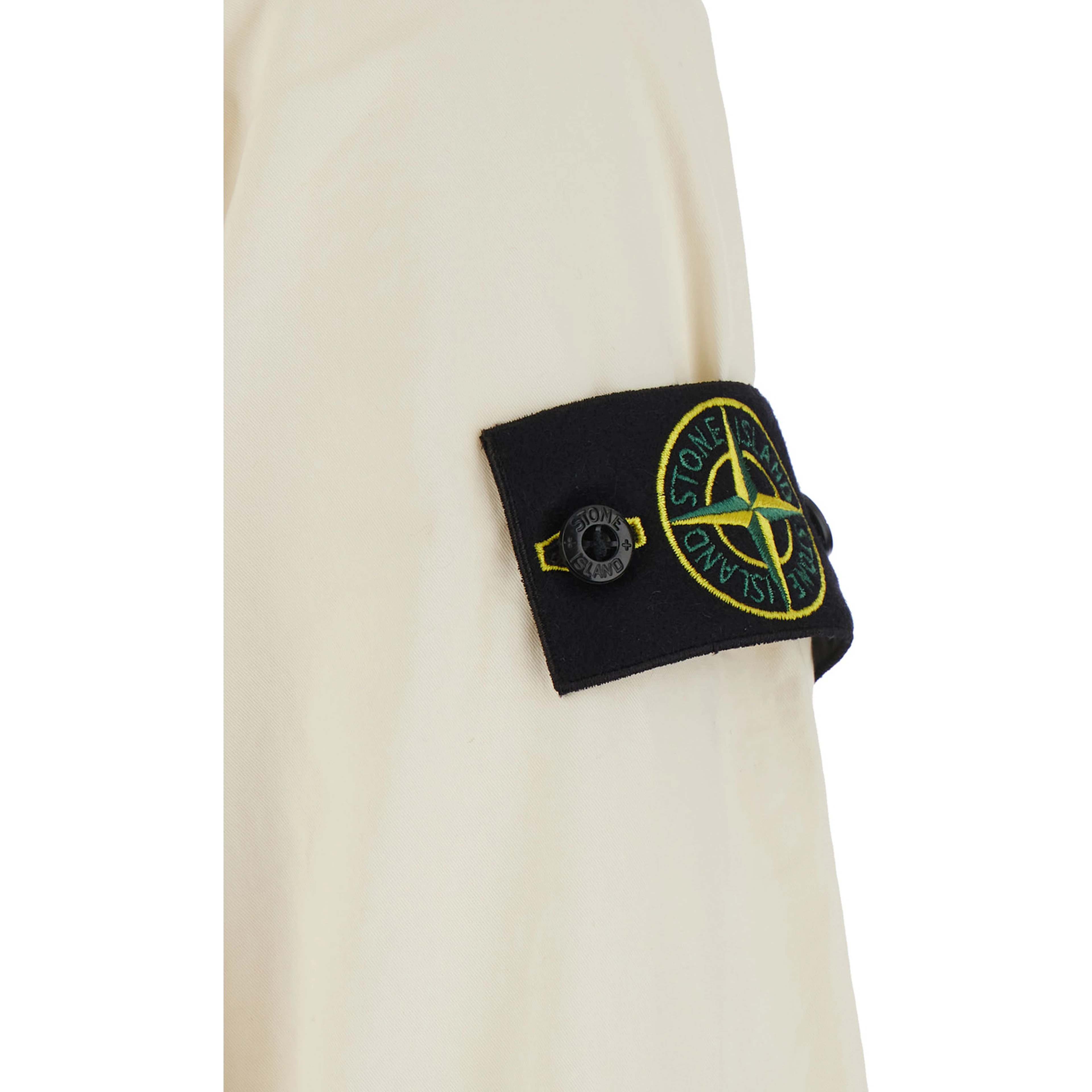 White Shirt with classic collar and logo patch on the sleeve in cotton for men