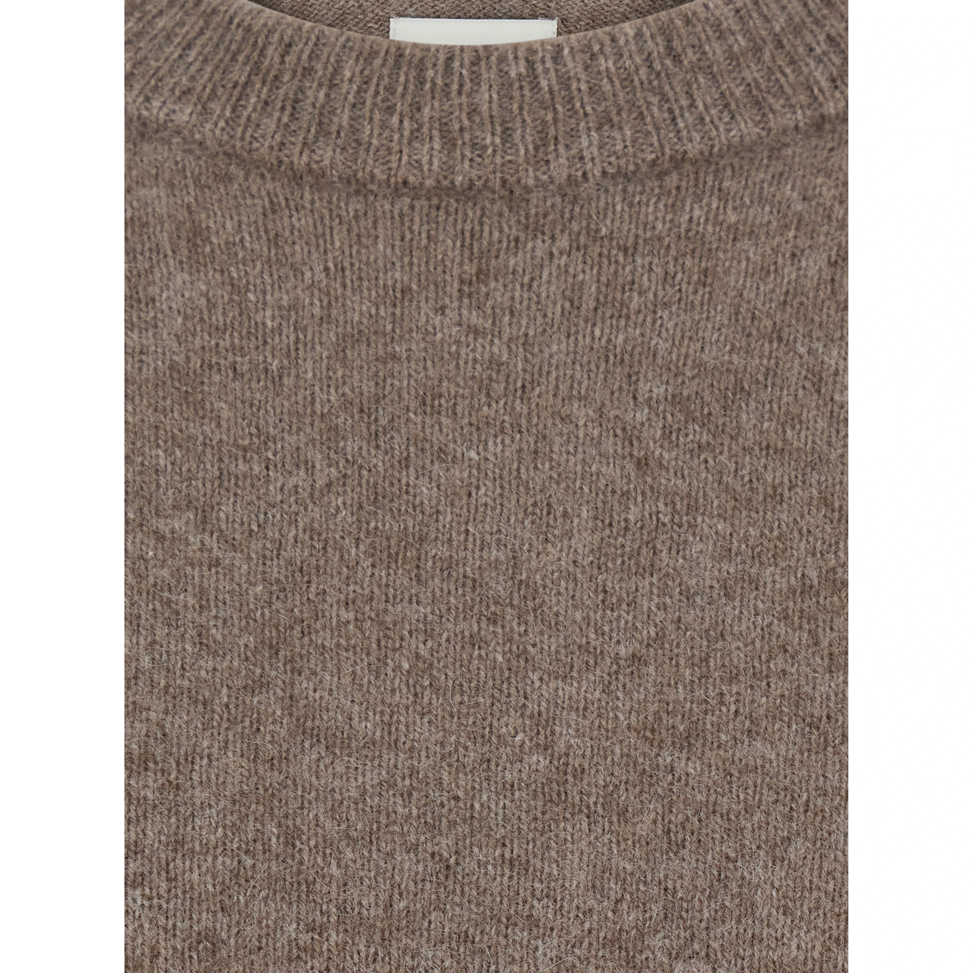 TRISTAN beige Sweater with round neck and Dropped shoulders in wool and yak women