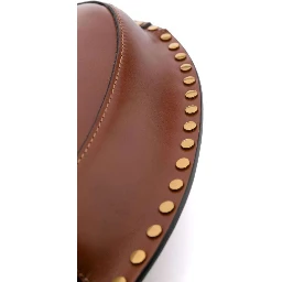 Shoulder Bag Oskan Moon with Studs in Brown Leather for Women